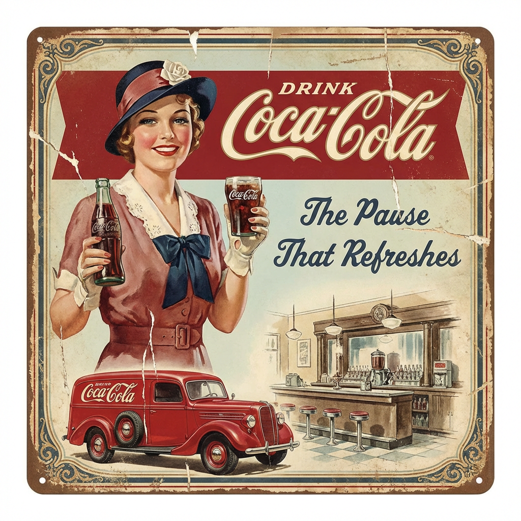 Coca-Cola themed vintage poster design